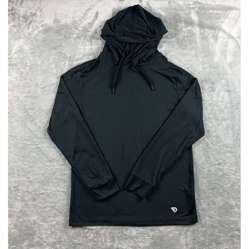 Burlebo Hoodie Mens Small Black Pullover Performance Fishing Outdoors READ